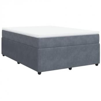 Cama box spring suave con colchón de terciopelo gris oscuro 160x200 cm