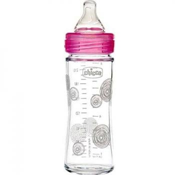Chicco Benessere - Biberón de flujo lento de cristal, tetina de silicona, 240 ml, 280 g