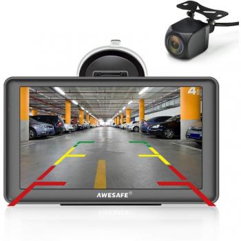 AWESAFE GPS para Coches con 7 Pulgadas Pantalla LCD con Bluetooth y Cámara Trasera, Navegador GPS para Camión con Actualizaciones de Mapas para Toda la Vida