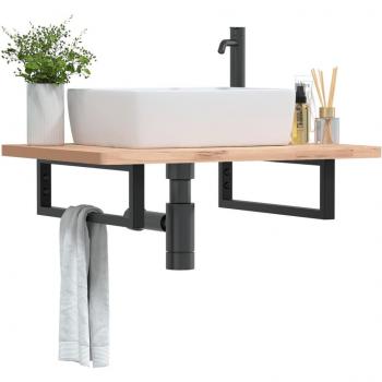 vidaXL Soportes estante de lavabo 2 uds rectangular acero negro y blanco