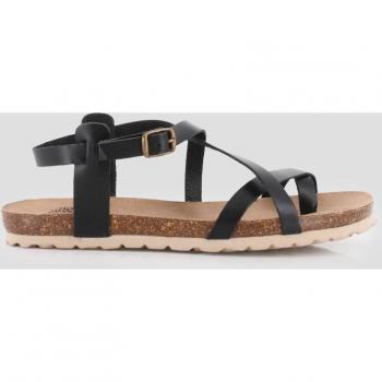 Blogger PASION Sandalias planas de mujer negras de piel con tiras en el empeine 81519