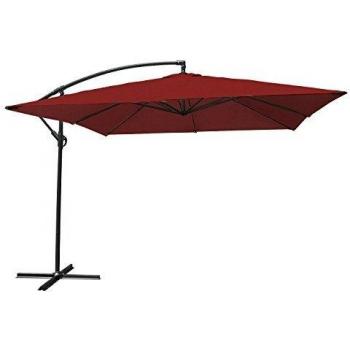 Sombrilla excéntrica cuadrada Happy Garden 2,7x2,7m en acero y tela roja