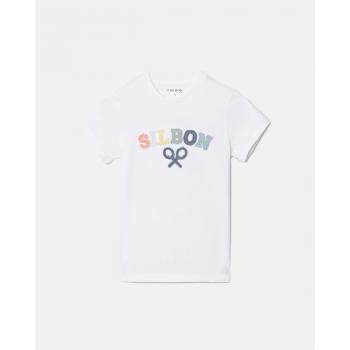Camiseta de niño con logo frontal y raqueta media multicolor