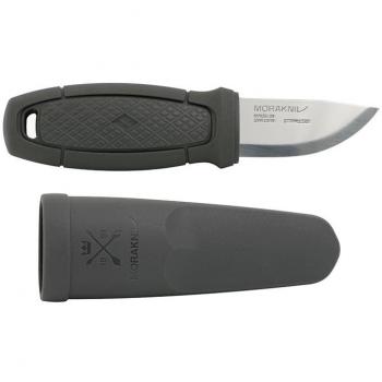 Cuchillo Morakniv Eldris LightDuty - Hoja de Acero Inoxidable Sandvik 12C27 de 5.9 cm, Mango TPE-Caucho Gris Oscuro, Incluye Funda de Poliprop