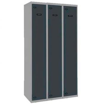 Taquilla Metálica Simonlocker Profesional de Vestuario, 3 Puertas, 1800x900x500 mm, Gris/Antracita