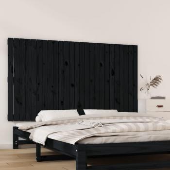 Cabecero de cama de pared negro 159,5x3x90 cm madera maciza de pino