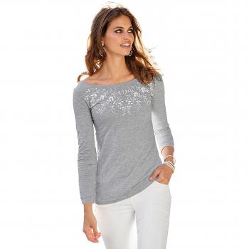VENCA - Camiseta Escote Bailarina y Manga 3/4, Gris Vigoré, Talla del fabricante: XXX-Large
