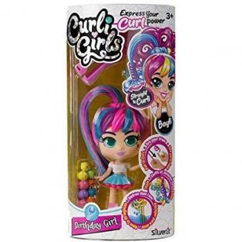 Muñeca Joven Curligirls Hayli con Cabello Mágico Rojo y Púrpura de 14cm