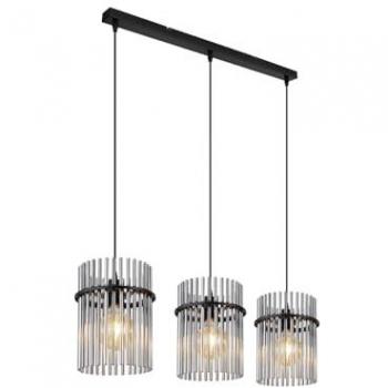 Lámpara colgante Gorley de 80 cm, gris humo, 3 luces, cristal
