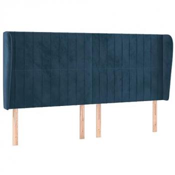 Cabecero con orejas de terciopelo azul oscuro 183x23x118/128 cm