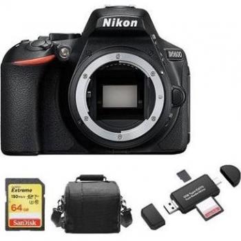 Cámara Réflex Digital Nikon D5600 24,2MP + Tarjeta SD de 64GB + Bolsa + Lector de Tarjetas