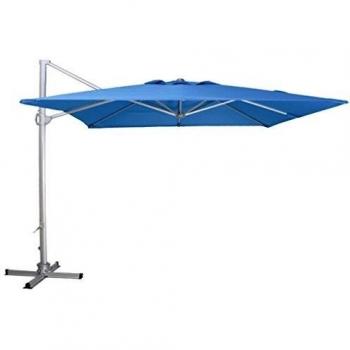 Siena Garden 255147 - Sombrilla Davos 3 x 3 m estructura de aluminio plata poliéster 250 g/m² Petrol UPF50 +, incluye soporte Cruz de acero