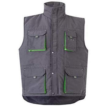 Chaleco industrial acolchado bicolor multibolsillos Velilla gris/verde lima Talla M