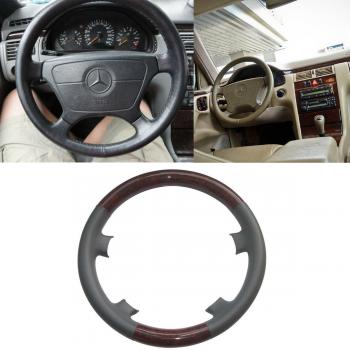 Cubierta de protector de volante de madera marrón de color gris 1995-1999 W210 E-Class E300 E320 E420 E430 E500 y 1993-2000 W202 / C202 Clase C C230 C220 C280