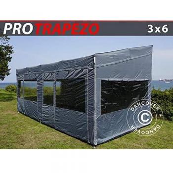 Carpa Plegable Impermeable FleXtents PRO Trapezo 3x6m Gris con 4 Lados