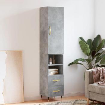Aparador de madera contrachapada gris hormigón 34,5x34x180 cm Vidaxl