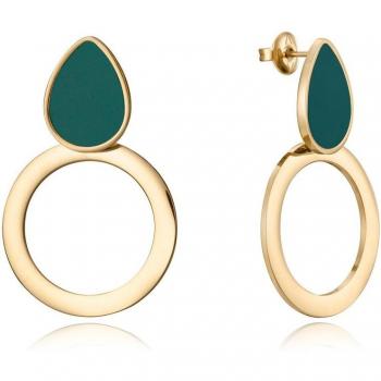 Pendientes Viceroy Air de acero en Ip dorado con resina verde