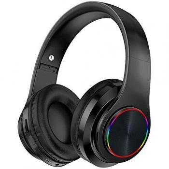 Auriculares Bluetooth Auriculares inalámbricos Plegables para Colocar sobre la Oreja con micrófono LED, Auriculares con Cable e inalámbricos para teléfonos Inteligentes/TV/PC