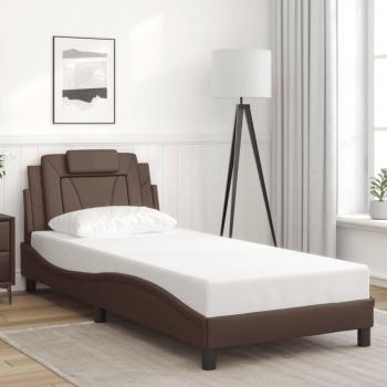 Cabecero de cama marrón de 90x190 cm en cuero sintético