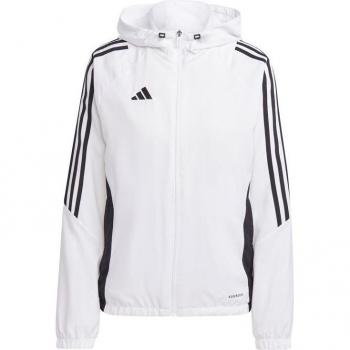 Cortavientos de fútbol adidas Tiro24 mujer blanco, chubasquero y chaquetón de entrenamiento, talla S