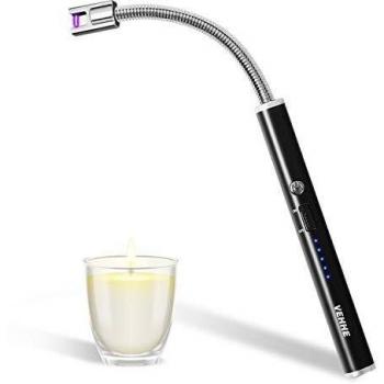 VEHHE Encendedor Electrico, Encendedor Cocina Arco Eléctricos, con USB Chargable y Pantalla LED de batería Cuello Flexible Extendido Encendedor para Velas, Estufas de Gas, Camping Barbacoa