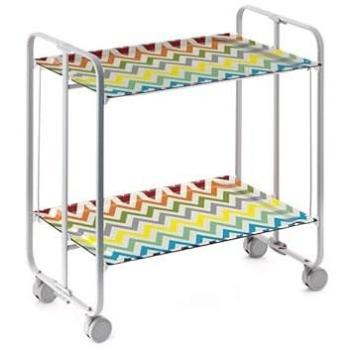Carrito Auxiliar Plegable Bauhaus con Ruedas y 2 Estantes, Color Gris