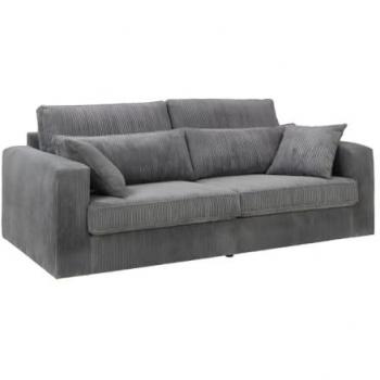 Sofá de 3 plazas de terciopelo canalé gris MONDOVI - Desenfundable - Estilo Vintage