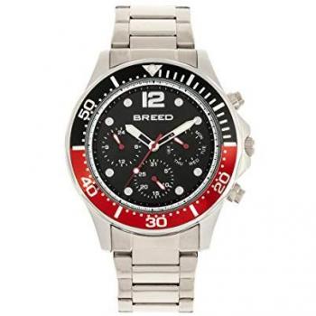 Breed Pegasus Men's Bracelet Watch - Red/Silver, Day/Date Function