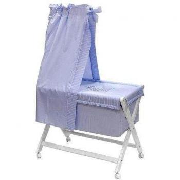 Cambrass 120 - Minicuna de madera Une + dosel, 46 x 78 cm, color celeste