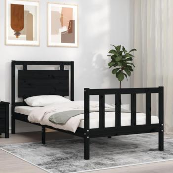Cabecero de cama negro de madera maciza 100x200 cm