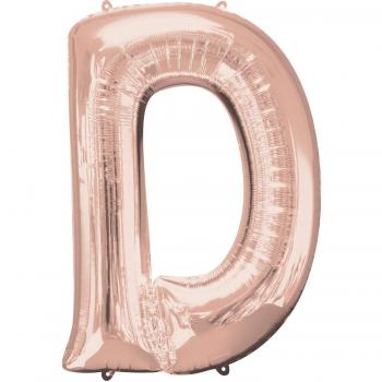 amscan 3656701 Supershape - Letra D, Color Oro Rosa