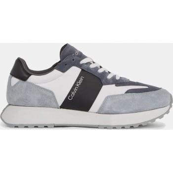 Calvin Klein Men's Low Top Running Sneakers in Multicolor Leather and Suede, Size 8 US