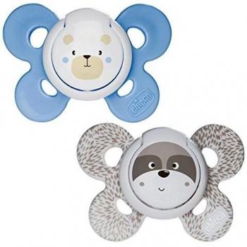 Chicco Chupete para bebés PhysioForma Comfort de 0 a 6 meses con tetina de silicona, apoya la respiración fisiológica y el desarrollo adecuado de la boca, azul en varios colores, paquete de 2