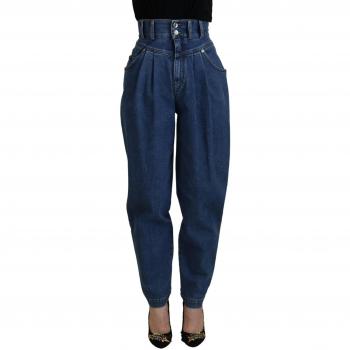 Blue High Waist Denim Cotton Stretch Jeans - IT48 | XL