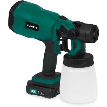 Pistola de pulverización inalámbrica 20V - 2.0Ah con capacidad de 800 ml, incluye batería de 2.0Ah, cargador rápido y accesorios