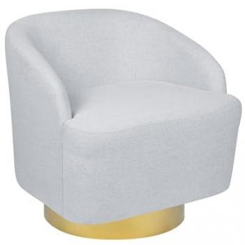 Sillón Giratorio 360° Retro Glam Art Deco Tela Gris Claro Base Dorada Lavik