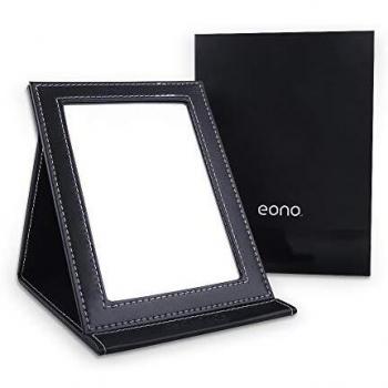Amazon Brand - Eono Espejo Portátil de Maquillaje, Regalo Espejo Plegable de Viaje Pequeño de Escritorio Cuero PU, Espejos de Mano para maquillaje Fácil de Transportar para Viajar