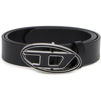 Diesel Women's Black Leather Belt with Enamel Buckle - Size 90 CM