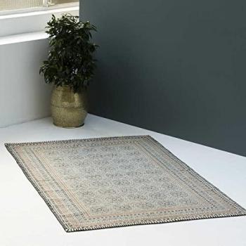 Alfombra de Algodón Tejida a Mano Étnica Beige 200x300 cm