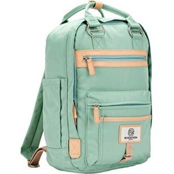 SEVENTEEN LONDON - Mochila 'Wimbledon' Moderna, Sencilla y Unisex con un Acabado Verde Pastel en el Estilo de una Mochila escandinava, computadora portátil de hasta 13