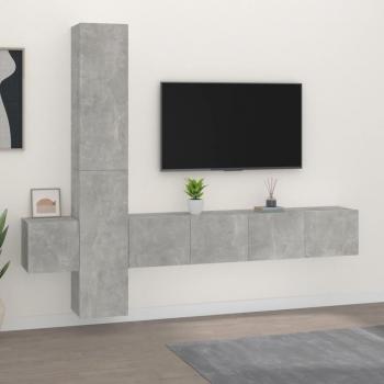 Set de muebles para TV 5 piezas madera contrachapada gris hormigón 80 x 30 x 30 cm