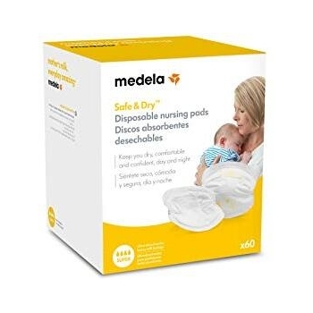Medela 0080323 - Pack of 60 Disposable Absorbent Discs for Milk Loss - White/Yellow