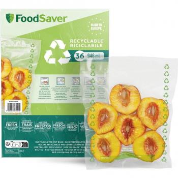 FoodSaver FSBE4802X-01 Bolsas para Envasar al Vacío, Reciclables, Sin BPA, 0.94L, Paquete de 36