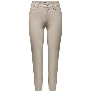 Only Pantalones De Cintura Alta Emily Straight Ankle Fit Mujer Faux Leather Silver Lining