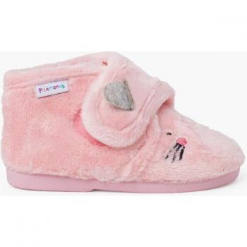Zapatillas de casa cerradas de niña de pelo y cierre adherente Pisamonas