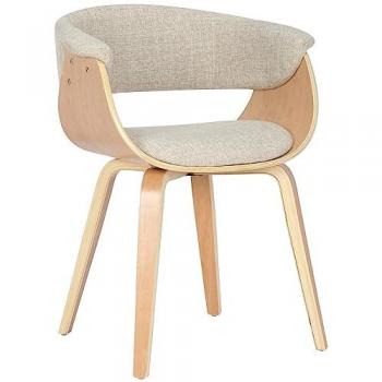 Silla Bruce de Comedor con Asiento en Tela Crema y Estructura de Madera Natural