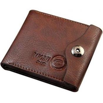 Hombres Cartera Plegadizas De Cuero Marrón De Crédito / Identificación Del Titular De La Tarjeta Monedero Marrón Delgada