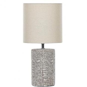 Lámpara de mesa de cerámica marrón con pantalla de tela glamour 43 cm Ider