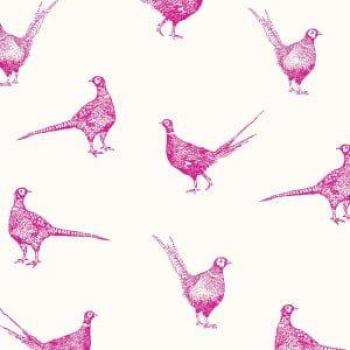 Joules Flirty Pheasants Truly Pink Wallpaper - 10m x 52cm Matte Paste the Wall Wallpaper Roll