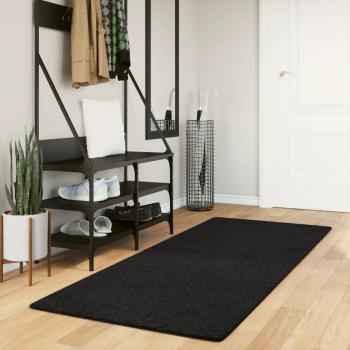 Alfombra de pelo corto suave y lavable HUARTE negra 80x200 cm